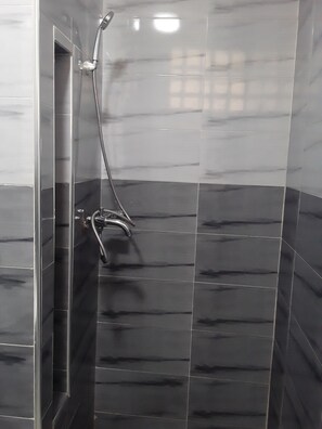 Shower, soap, toilet paper
