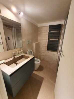 Dusche, Haartrockner, Bidet, Handtücher
