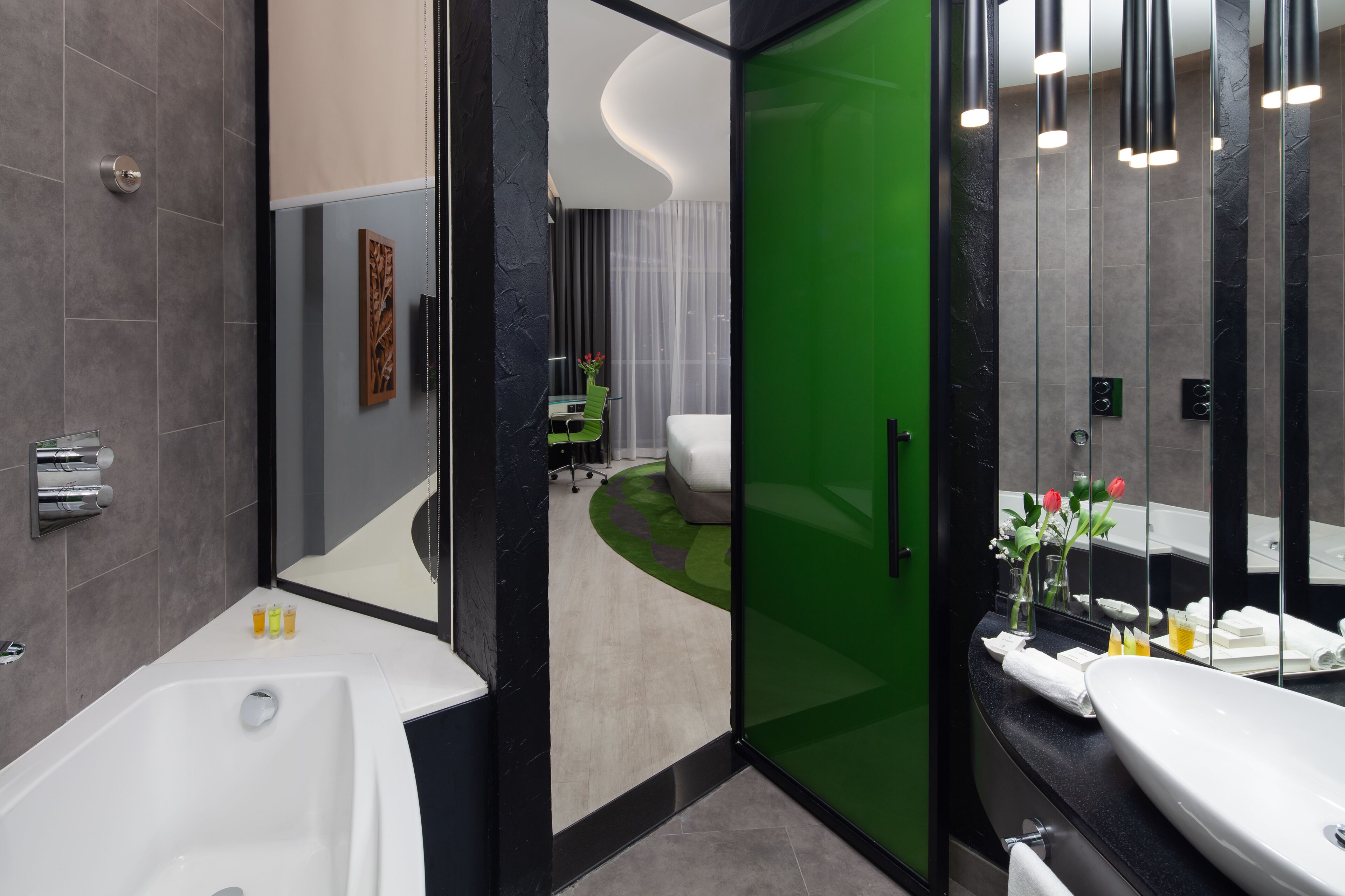 sky deluxe room | bathroom | hair dryer, bathrobes, slippers, bidet