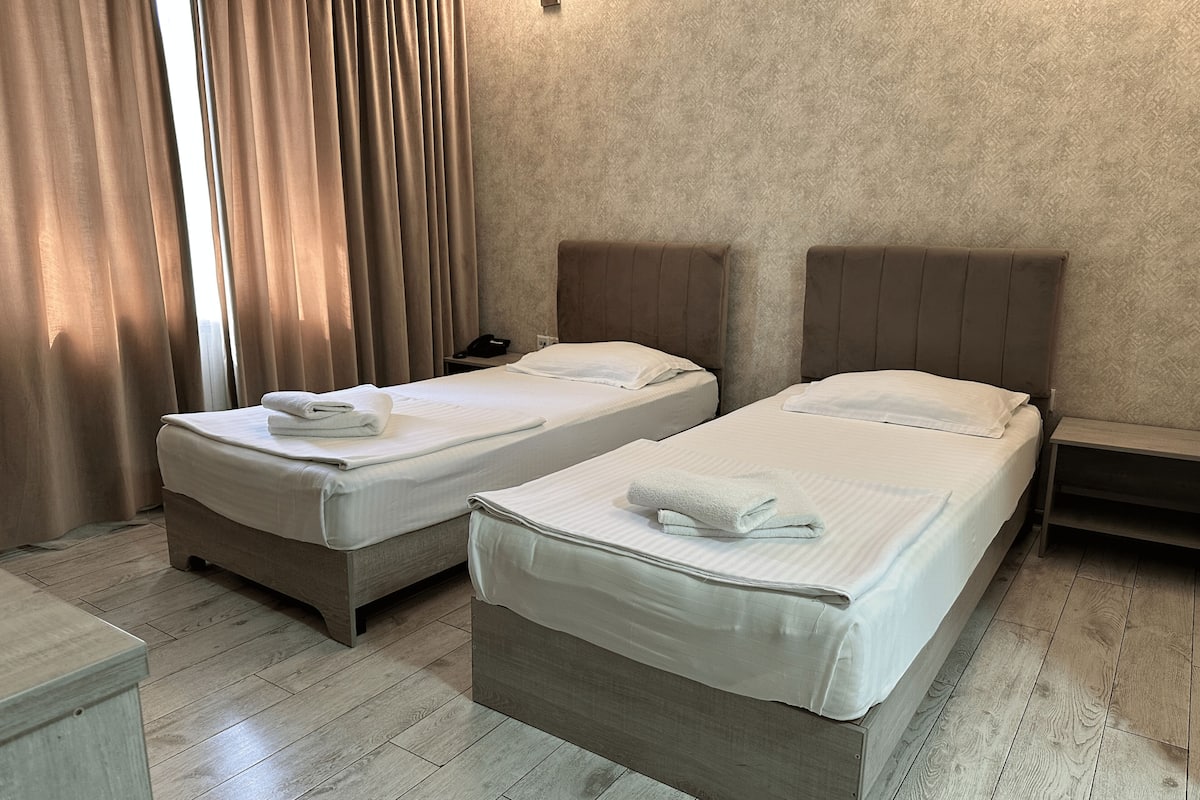 Habitación básica con 2 camas individuales | 1 habitación, ropa de cama de alta calidad y minibar
