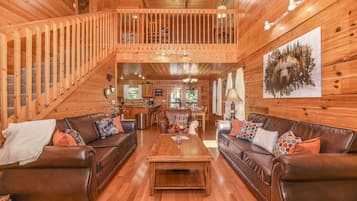 Smart TV, fireplace, video games, DVD player