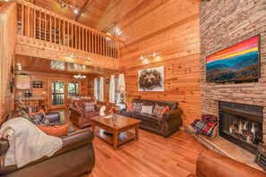 Smart TV, fireplace, video games, DVD player