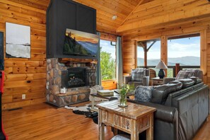 TV, fireplace, video games - Highview Lodge: Scenic Mountain Escape w/Hot Tub (Sevierville)