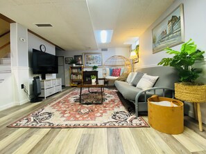 Smart TV, table football, ping pong, books