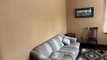 Smart TV, fireplace, DVD player, books