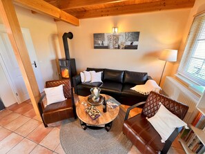 TV, fireplace, DVD player, books