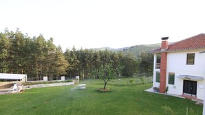 A residential property with a well-maintained lawn, a small tree, and a white building with a tiled roof. - Vila Ambasador Bratin Dol (Bratin Dol)