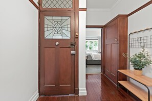 Enter a serene space with a comfortable bed and a peaceful atmosphere.