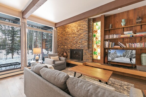 TV, fireplace, DVD player