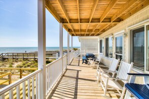 Outdoor dining - ☀️Next Time Down: Oceanfront Home w/ Deck-Private Beach Access☀️ (Kure Beach)