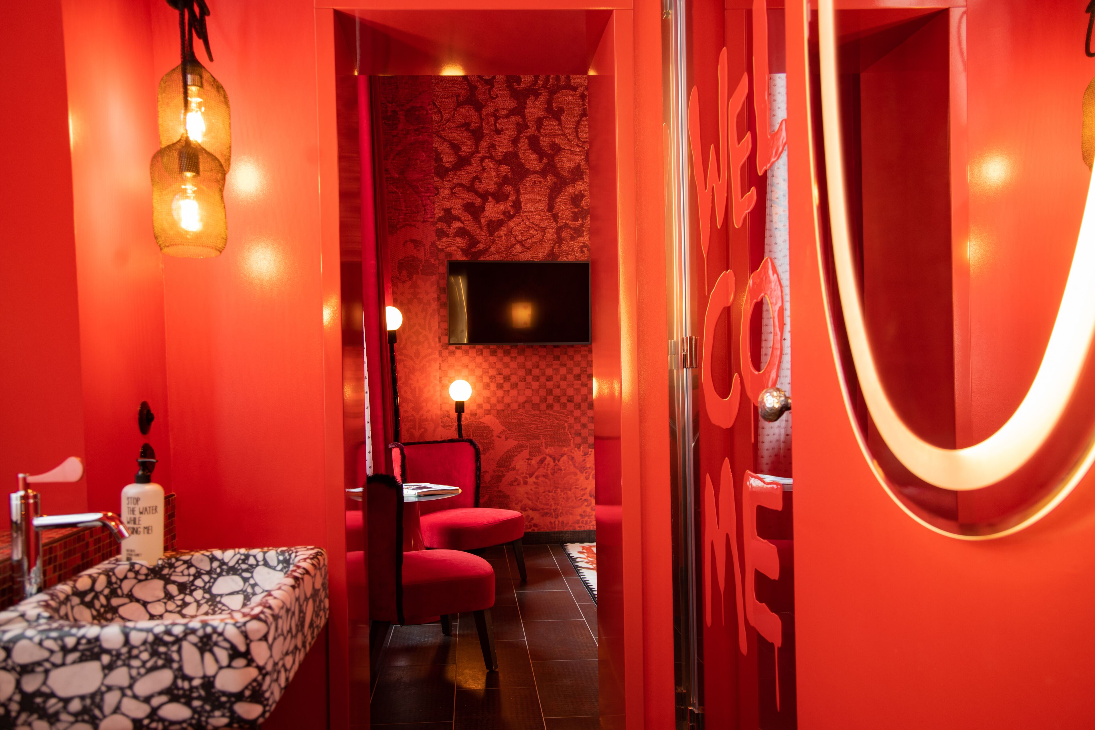 shower, rainfall showerhead, hair dryer, towels