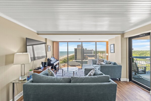 TV, DVD player, music library
