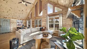 TV, fireplace, foosball