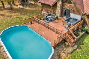 Outdoor pool - Elegant log chalet w/hot tub sitting on 36 private acres (South Gibson)