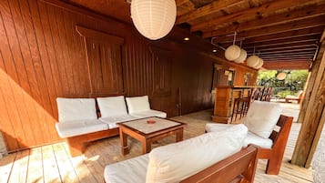 Luxury Cabin | Living area | 55-inch Smart TV with cable channels