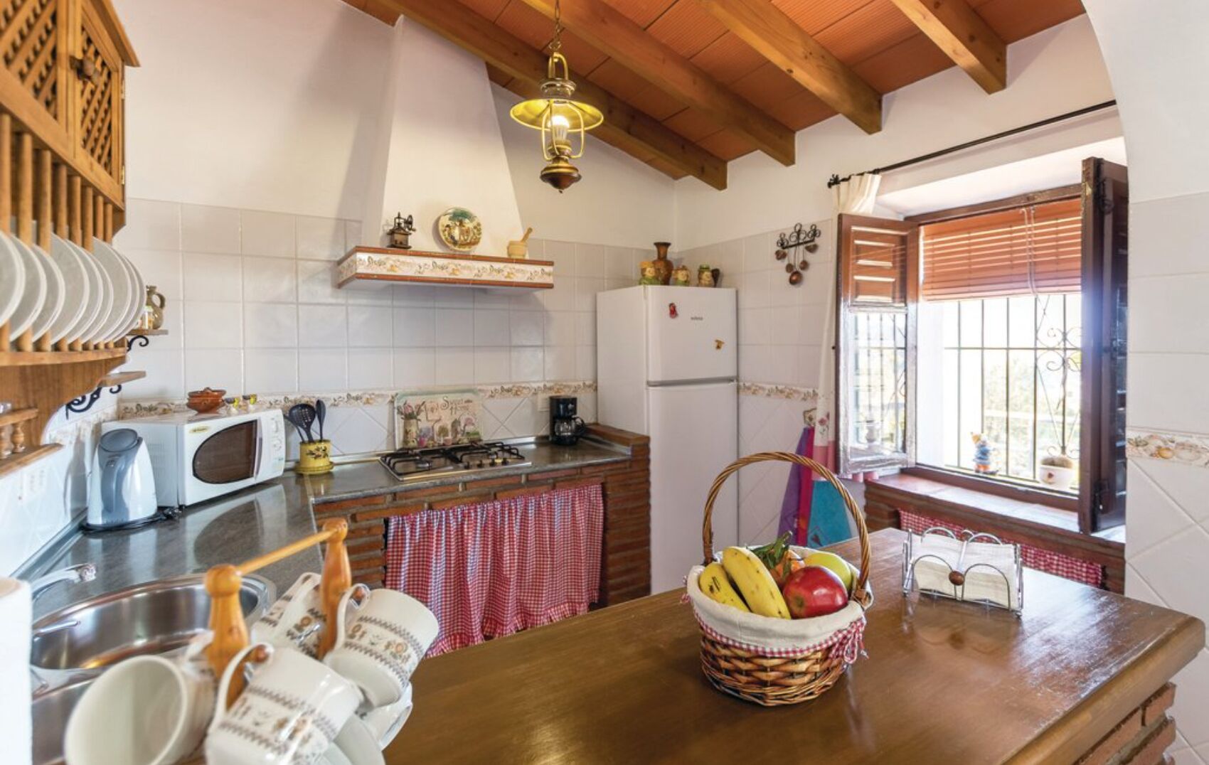 Frigorífico, microondas, placa de cocina y lavavajillas