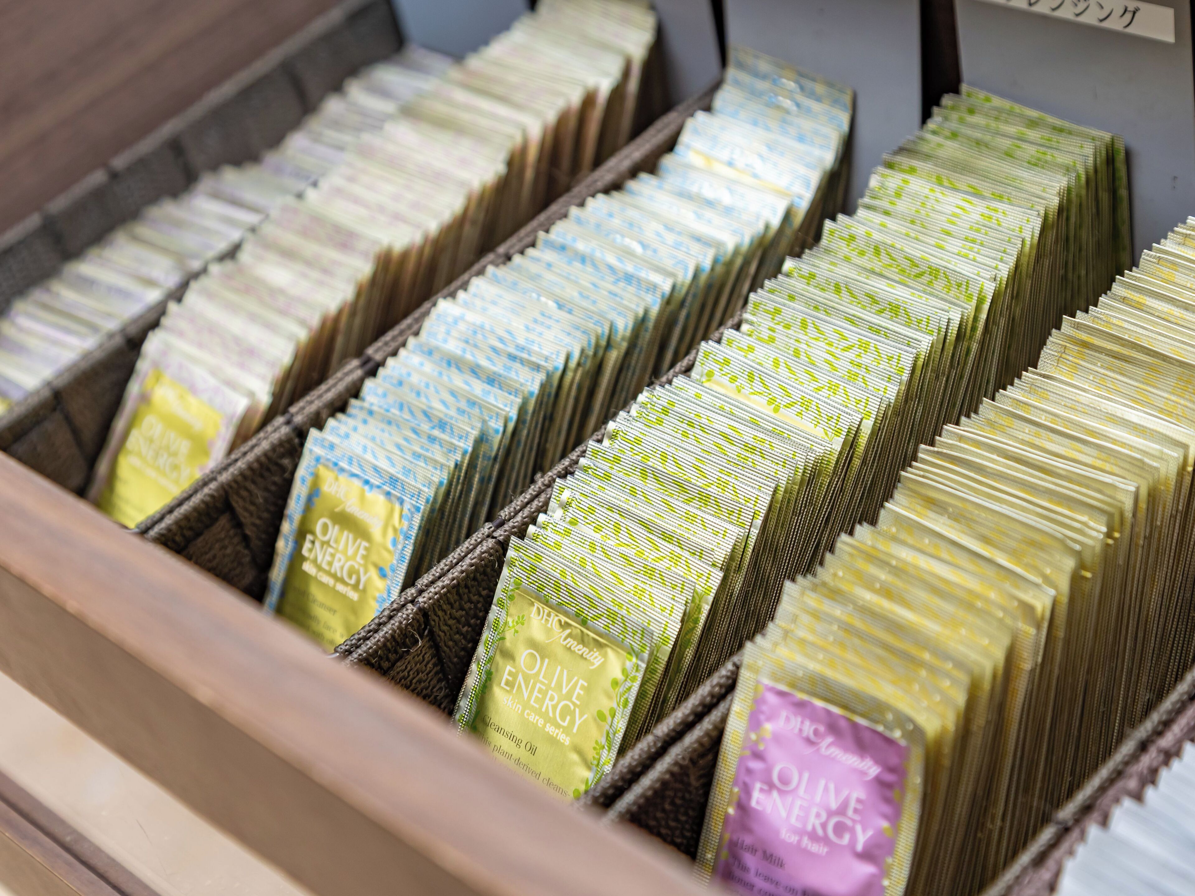 A display of olive oil products in a store.