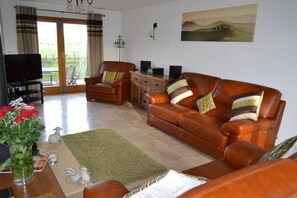 Smart TV, fireplace, DVD player, books - 5 Star luxury barn in the Heart of England forest with wood-fired Hot tub. 
 (Great Alne)