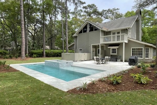 Rear View of Home with Private Pool and Spa