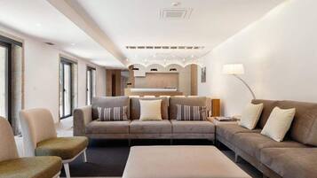 Télévision, cheminée, livres, écrans d'ordinateur