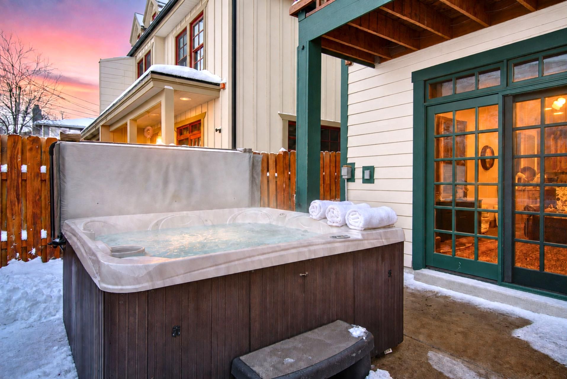 Unwind in your private hot tub, year round!