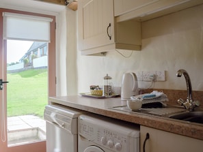 Oven, dishwasher, high chair, cookware/dishes/utensils