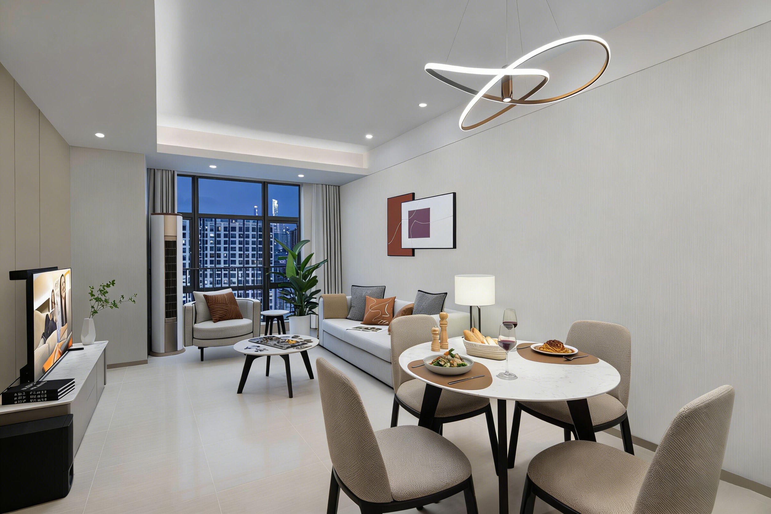 豪華客房, 1 間臥室 | 客廳 | 55-吋 LCD 液晶電視、有線頻道、電視