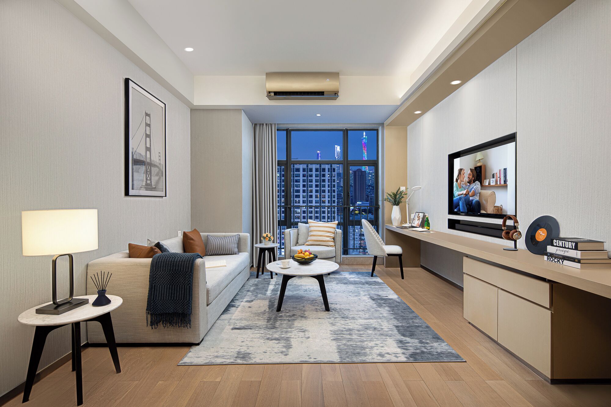 Executive Room, 1 Bedroom | Living room | 55-inch LCD TV with cable channels, TV