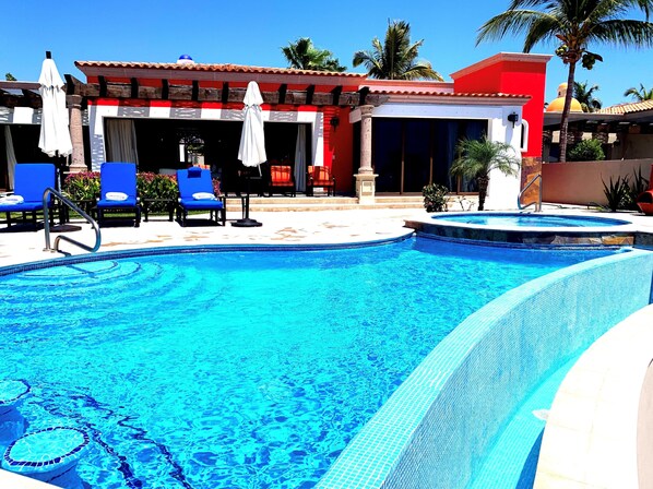 Private pool and hot tub