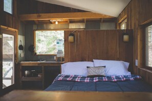 1 bedroom, desk - Sheltowee Traveler: Our Hike-In-Only Forested Treasure (Stanton)