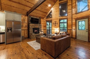 TV, fireplace