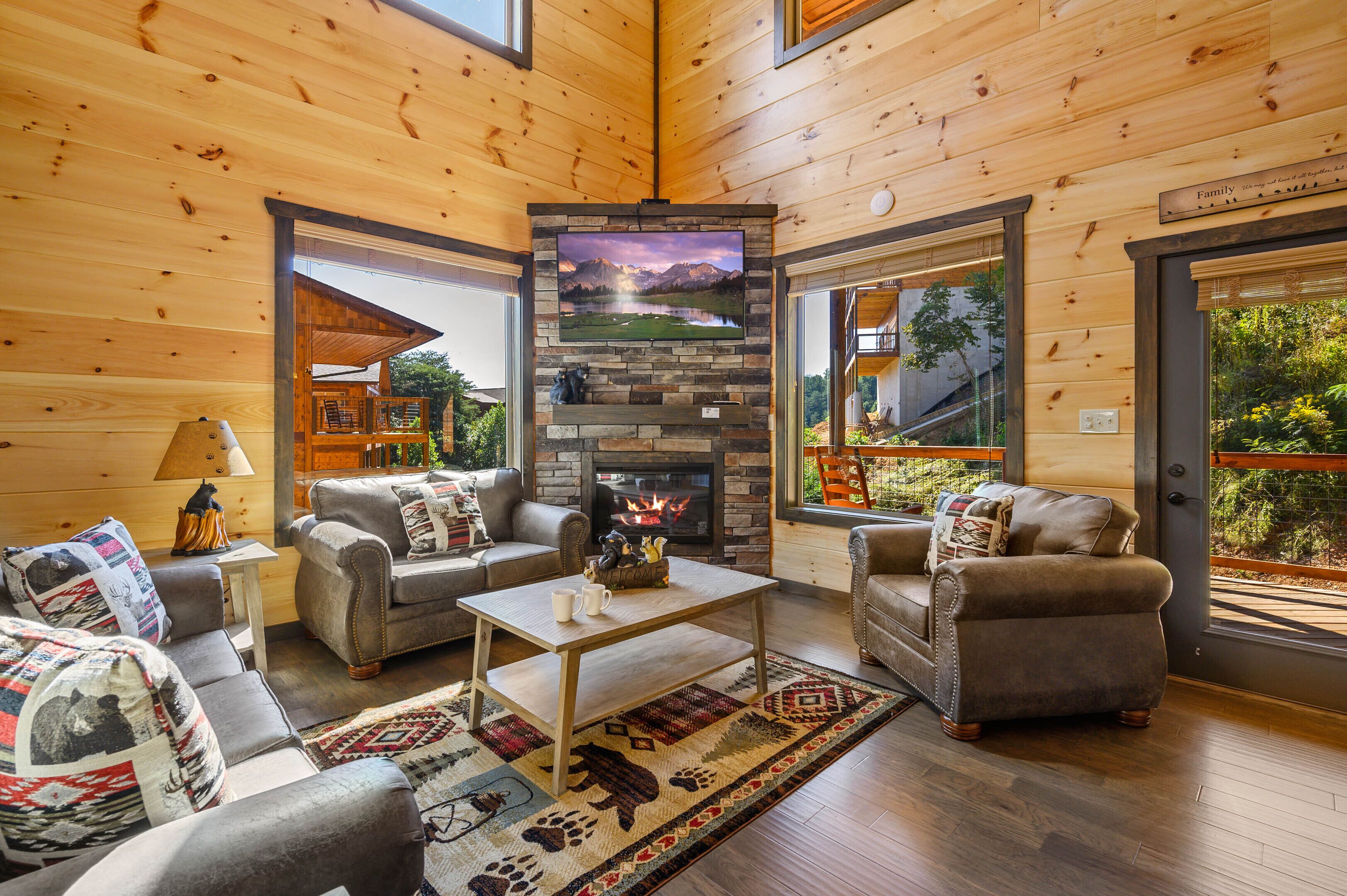 TV, fireplace, video games