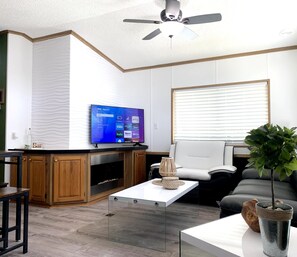 Smart TV, books, stereo