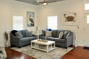 Smart TV, DVD player, books, video library