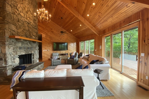 Una Smart TV, una chimenea, un reproductor de DVD