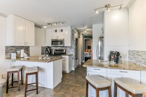 Fridge, microwave, oven, dishwasher