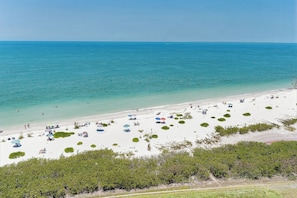 Plage, chaises longues, serviettes de plage