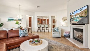 TV, fireplace, offices - LV311 A Freshly Remodeled Legacy Villas Townhome (La Quinta)