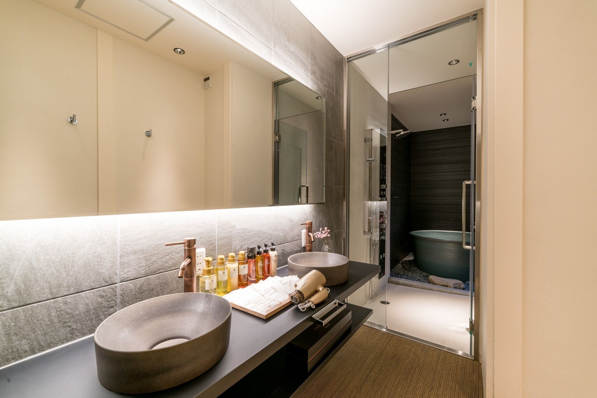 Free toiletries, hair dryer, towels