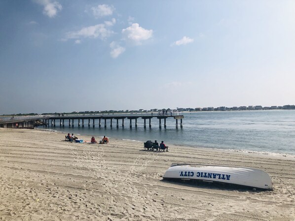 Beach nearby, sun loungers