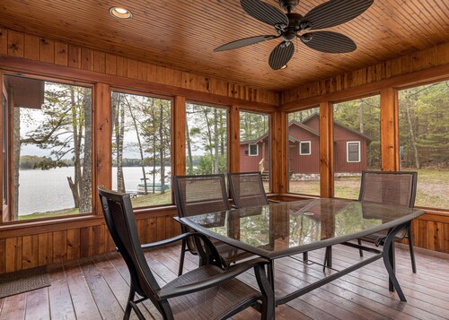 Spacious lakefront home on Little Saint Germain Lake with dock and fire pit!