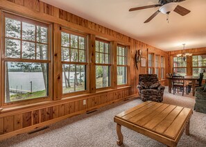 Smart TV, chimenea, reproductor de DVD y libros 