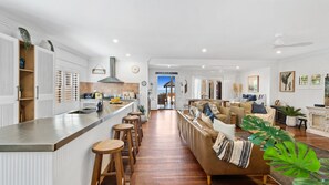 TV - Mylara Beachfront Holiday Home- Beachfront Bliss at Holloways: Private Pool, Direct Beach Access & Tropical Luxury (Holloways Beach)