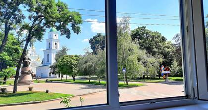White rotunda. Apartment with a view. Alex Apartments