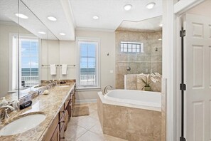 Shower, jetted tub, towels - Oceanfront Living | Swim Spa • Elevator • Relax (Ponte Vedra Beach)