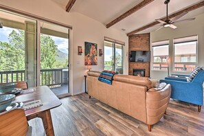TV, fireplace