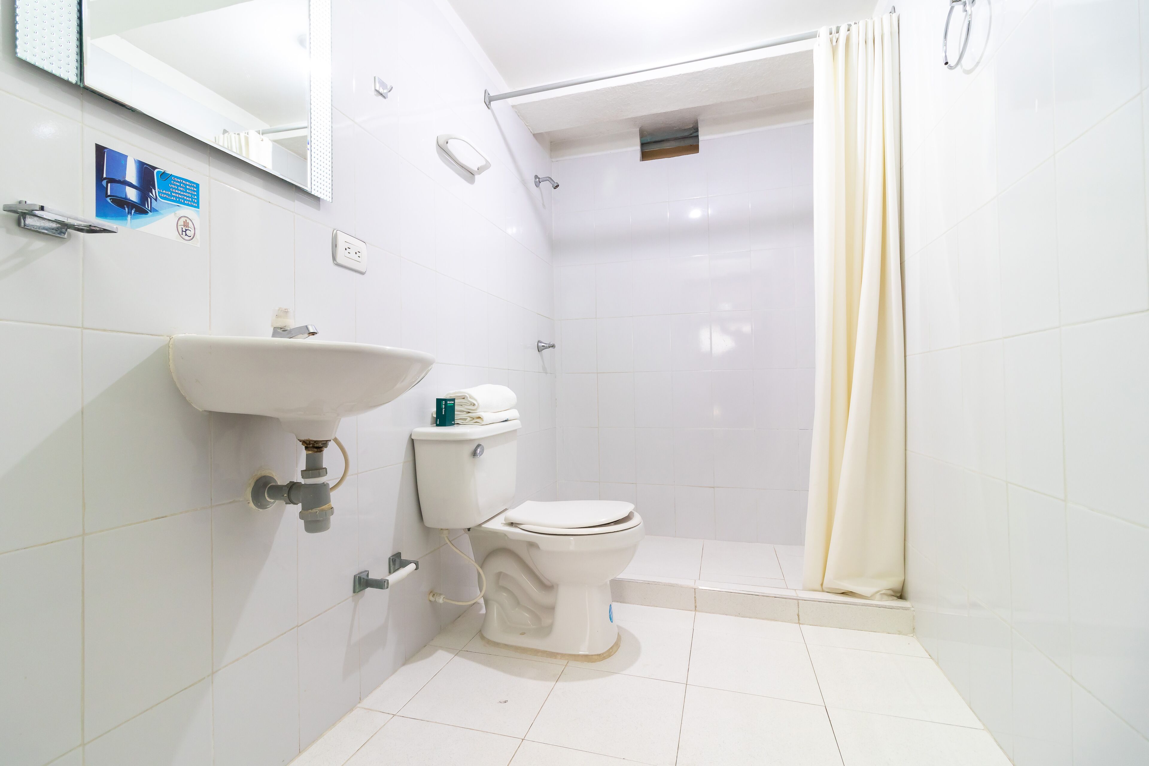 standard double room | bathroom | shower, free toiletries, towels, soap