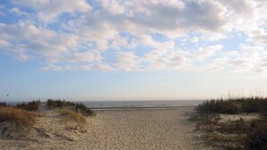 A sandy beach with dunes and a clear sky. - Coastal Farmhouse Comfort (Mt Pleasant)