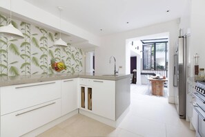 Fridge, microwave, dishwasher, coffee/tea maker