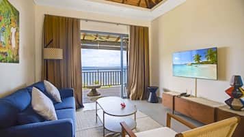 Superior-Chalet, 1 Schlafzimmer, Meerblick, Bergseite | Wohnbereich